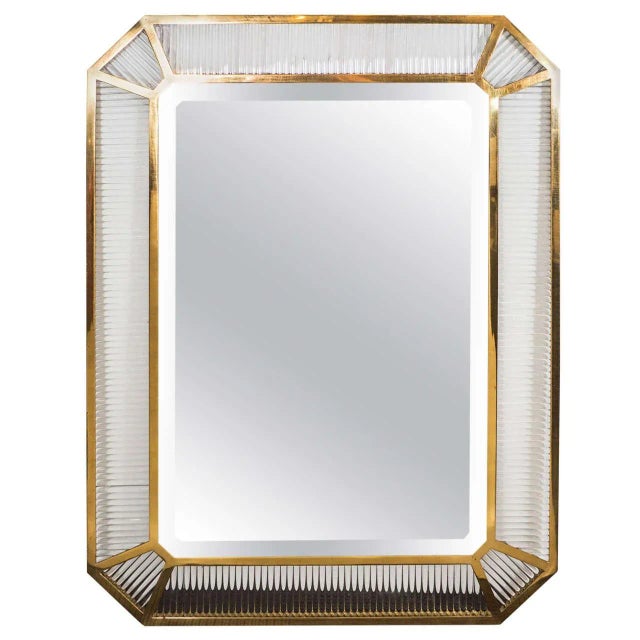 Incredible and Substantial High End Solid Glass Rod Design Beveled Mirror that can be Hung Vertically or Horizontally on...