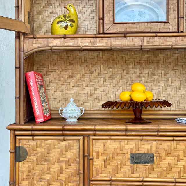 Coastal Rattan China Hutch by Dixie For Sale - Image 10 of 12