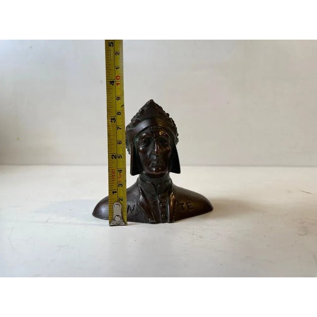 Small 19th Century Dante Alighieri Bronze Bust For Sale - Image 9 of 12