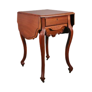 Antique Victorian Walnut Dropleaf Sewing Stand Side Table