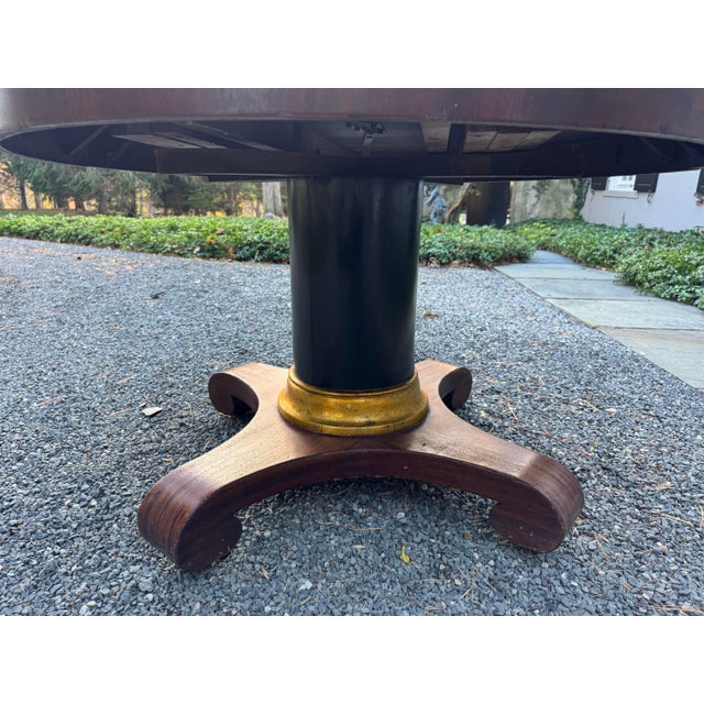 Brown Handsome Antique American Empire Mahogany Round Pedestal Table For Sale - Image 8 of 11