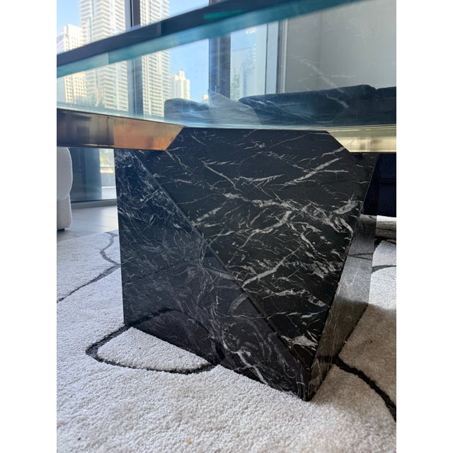 Mid-Century Modern 1970s Artedi Italia Black Marble & Glass Coffee Table For Sale - Image 3 of 8