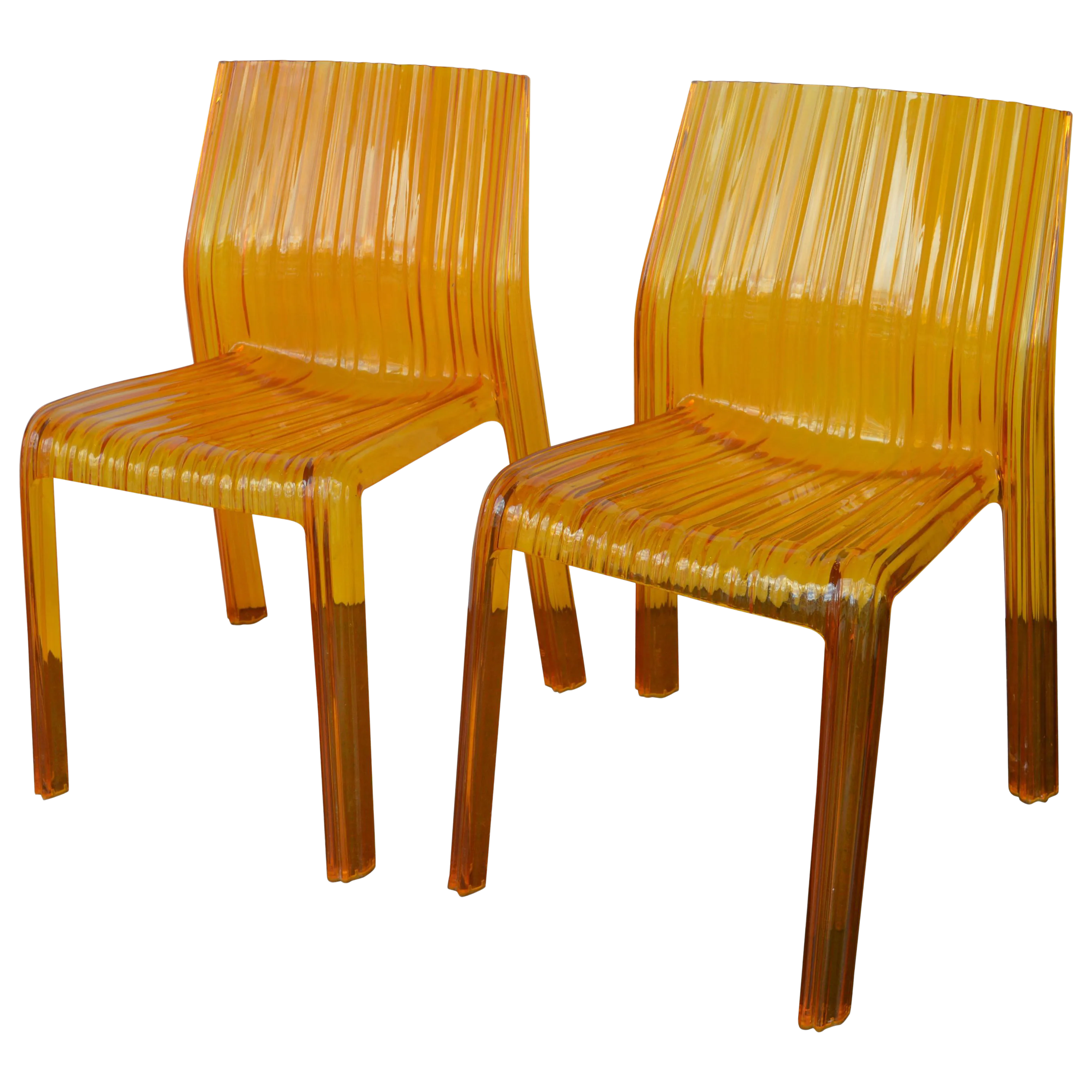 Italian Orange Chairs by Kartell - a Pair | Chairish
