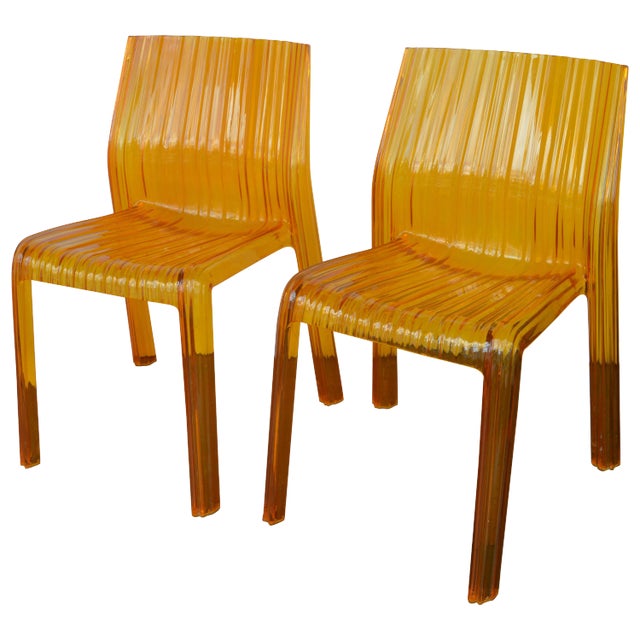 Italian Orange Chairs by Kartell - a Pair For Sale