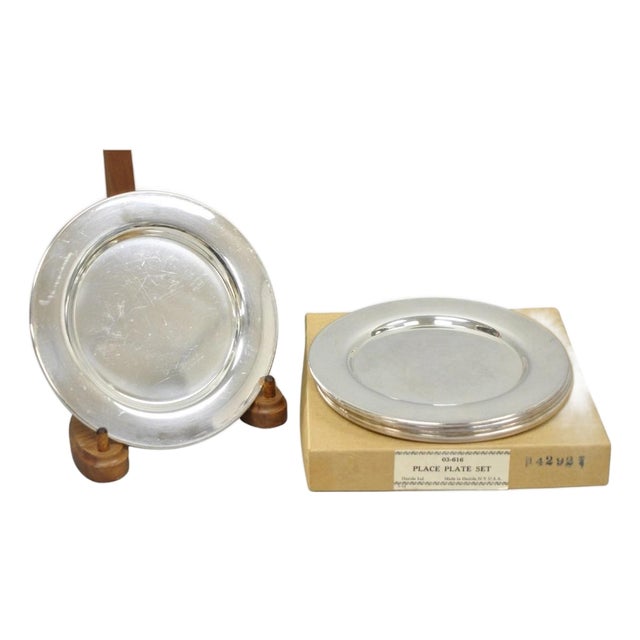 Vintage Oneida Mid Century Modern 6" Silver Plated Bread Dessert Plate, Set of 6 For Sale