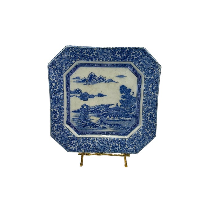 Late Meiji Period Blue & White Cut-Cornered Serving Platters — Set of Three A beautiful trio of late Meiji Period blue and...