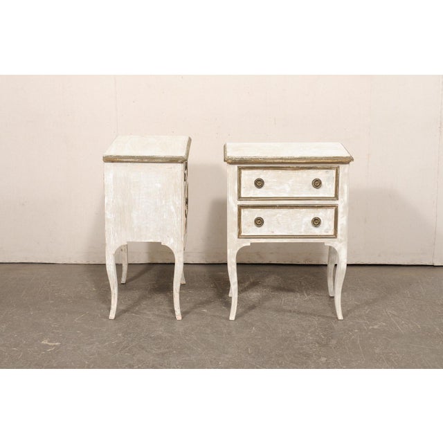 Ivory Italian Mid 20th C. Pair Raised Side Chests For Sale - Image 8 of 11