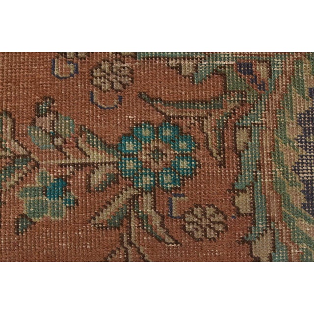 Tabriz Rug 9’8” X 12’10” Pink Wool Vintage Distressed Hand-Knotted Carpet For Sale - Image 11 of 15