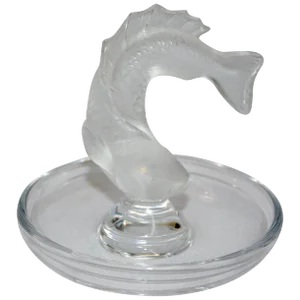 Lalique Clear and Satin Crystal Glass Koi Fish Ring Dish