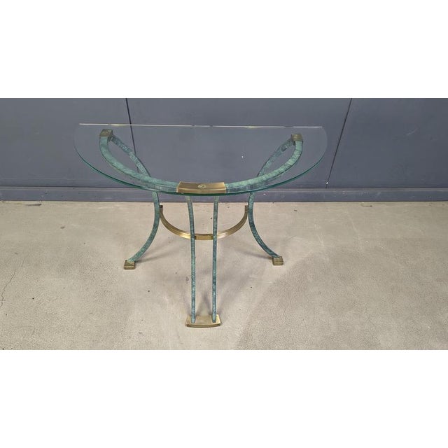 Vintage French Metal and Brass Console Table, 1970s For Sale - Image 9 of 10