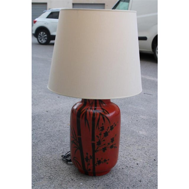 Italian Ceramic Table Lamp in Red by Zaccagini Design, 1960 For Sale - Image 4 of 18