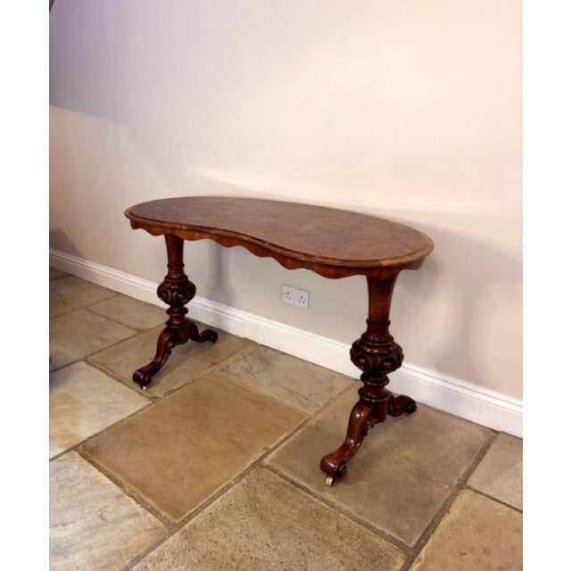Antique Victorian Burr Walnut Kidney Shaped Side Table by Richardson and Sons, 1860 For Sale - Image 6 of 7