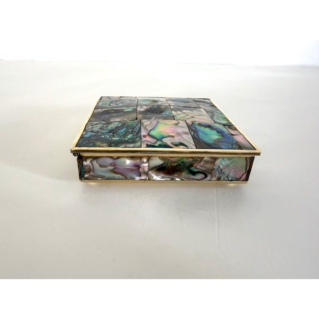 Mid 20th Century Mid Century Abalone and Brass Box For Sale - Image 5 of 9