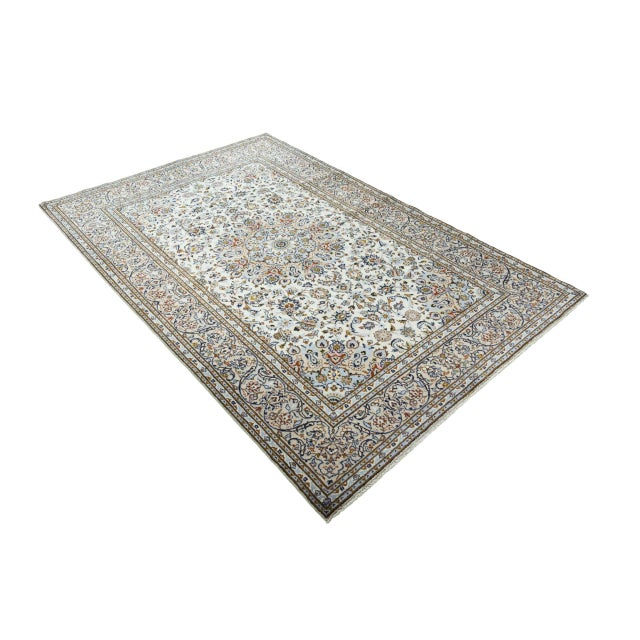 Mid-Century Modern Middle Eastern Hand-Knotted Kashan Cork Rug For Sale - Image 3 of 13