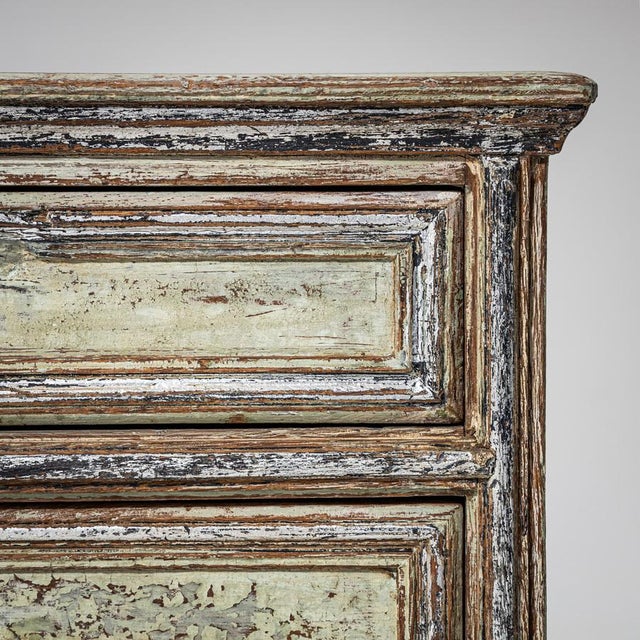 Wood Light Green Patinated Chest of Drawers with Silvered Accents, 1700s For Sale - Image 7 of 8
