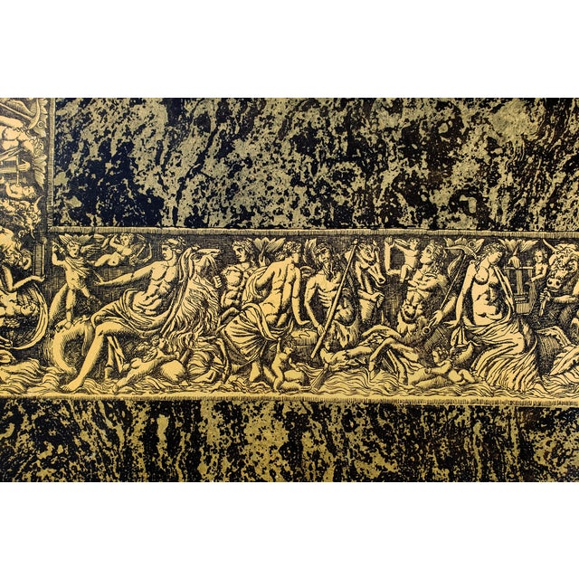Piero Fornasetti Piero Fornasetti Bordo Bassorilievo Coffee Table, Black and Gold, Milan, Circa 1955 For Sale - Image 4 of 9