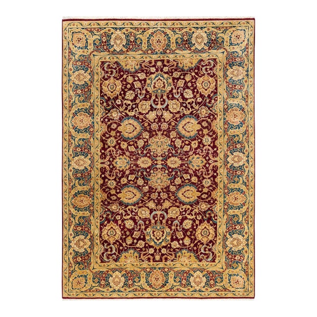 Mogul, One-of-a-Kind Hand-Knotted Area Rug - Red, 6' 1" x 8' 5" For Sale