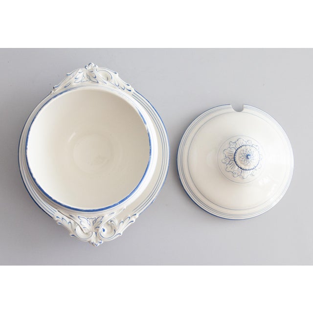 White Antique French Blue & White Porcelain Lidded Sauce Tureen For Sale - Image 8 of 10