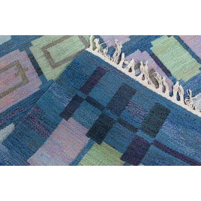 Blue Doris Leslie Blau Vintage Swedish Rug by Judith Johansson Spice Hall For Sale - Image 8 of 8