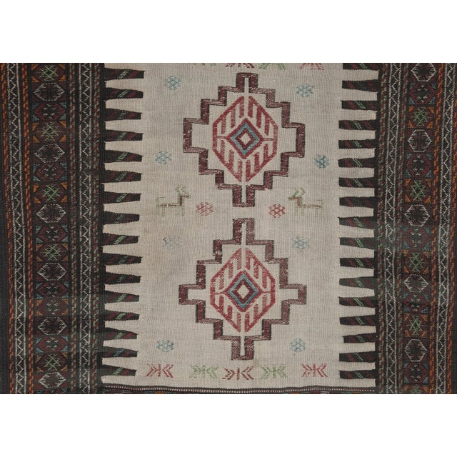 Textile 1960s Vintage Animal Turkish Soumac Kilim Rug 3'6'' X 6'1'' For Sale - Image 7 of 13