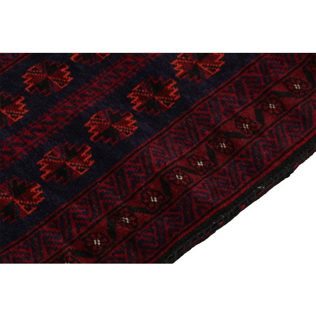 1950s Vintage Baluch Afghan Rug in Red, Blue & Black Patterns by Rug & Kilim For Sale In New York - Image 6 of 8