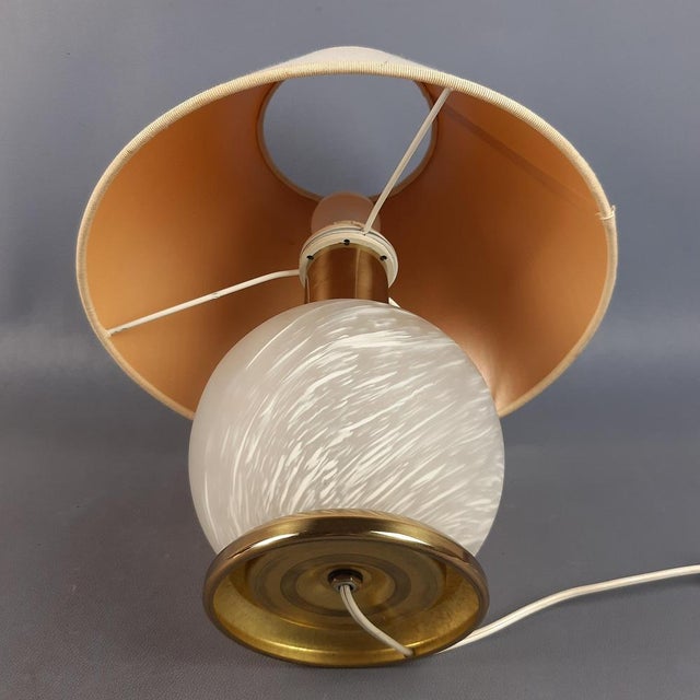 Sfera Table Lamp in Satin Murano Glass and Brass, 1970s For Sale - Image 6 of 14