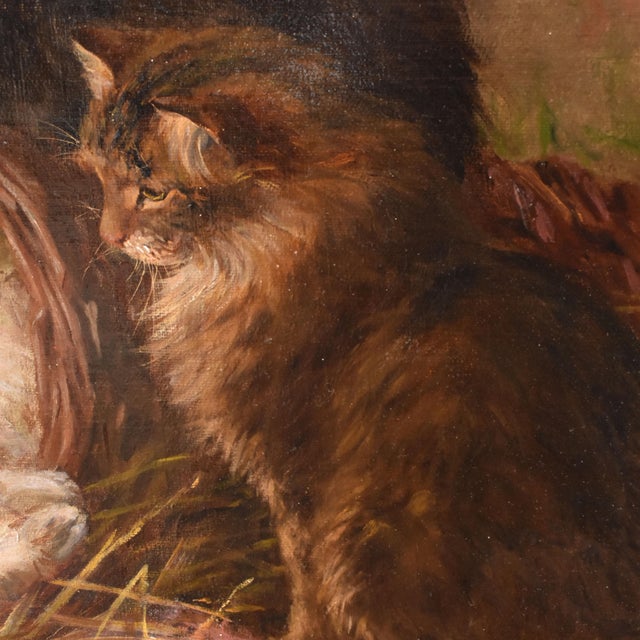Jane Dhazon De Saint-Firmin, Three Playing Cats, Oil on Canvas, Late 19th Century For Sale - Image 6 of 11