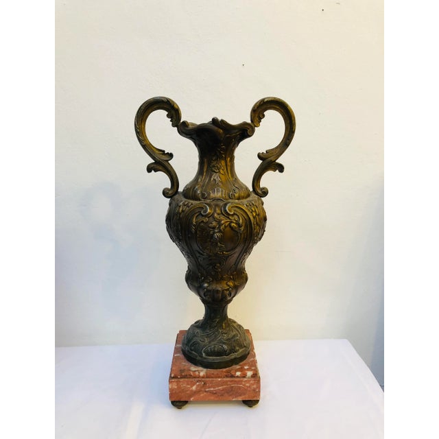 Antique French Cast Bronze and Marble Base Amphora, 1920s For Sale - Image 11 of 13