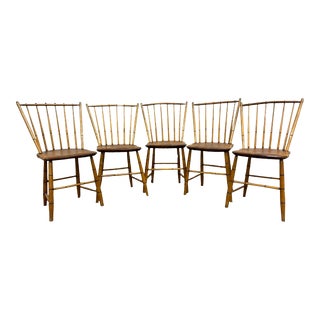 Antique Country Primitive Colonial Windsor Handmade Birdcage Dining Side Chairs For Sale