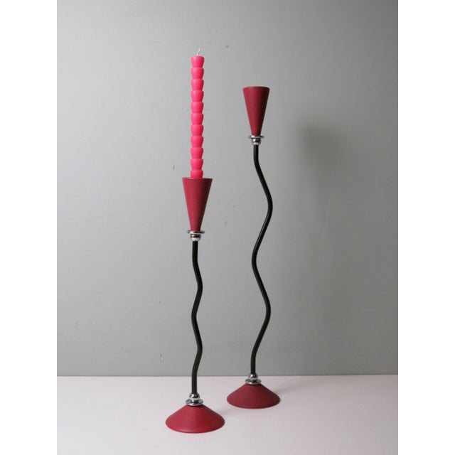 This pair of Memphis-style candleholders captures the essence of 1980s postmodern design: dynamic, bold, and...