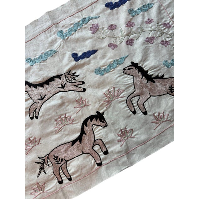 Blush Horse Suzani Wall Hanging For Sale In New York - Image 6 of 6