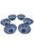 A striking set of six Japanese porcelain soup bowls featuring an all-over blue and white botanical pattern with a...