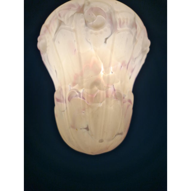 Art Deco Pendant Light in Speckled White and Purple Glass, 1920s For Sale - Image 6 of 12