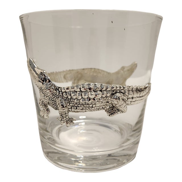 Vintage Mid-Century Style Alligator Glass Champagne Ice Bucket For Sale