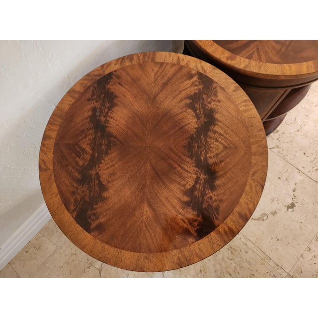 1980s Set of Round Baker Mahogany Book Tables For Sale - Image 5 of 12