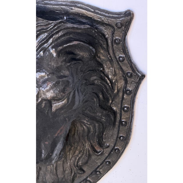 Large 19th C. American Cast-Iron Lion Shield Medallion, Architectural Ornament For Sale In West Palm - Image 6 of 18