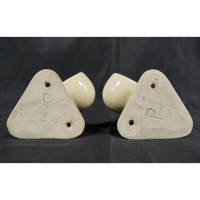 Pair of Vintage European Ceramic Bathroom Towel Bar Brackets For Sale - Image 9 of 9