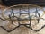 Vintage Glass & Brass Tray Top Coffee Table with Gray Lacquered Faux Bamboo Base.