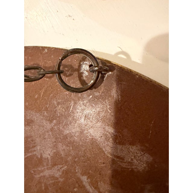 French Vintage Oval Gold Leaf Wood Mirror With Chain For Sale - Image 3 of 3