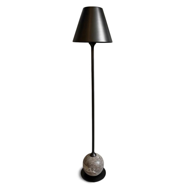 Tall Marble Ball & Bronze Table Lamp For Sale - Image 4 of 7