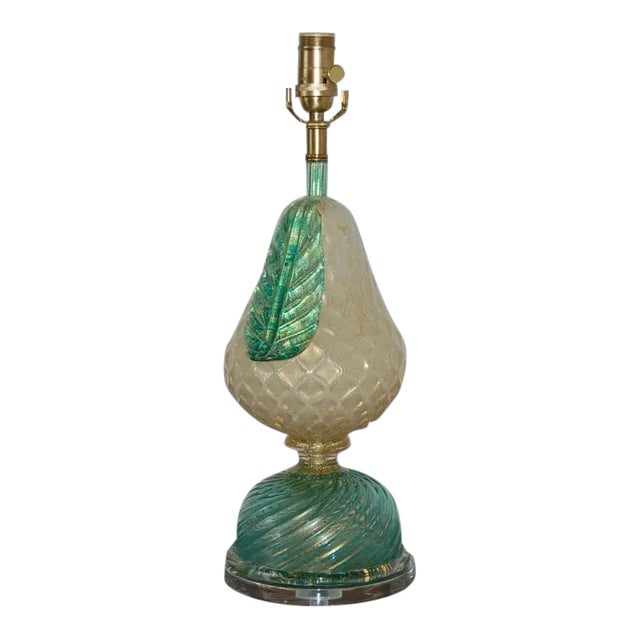 Barovier & Toso White Opaline Pear Lamp For Sale