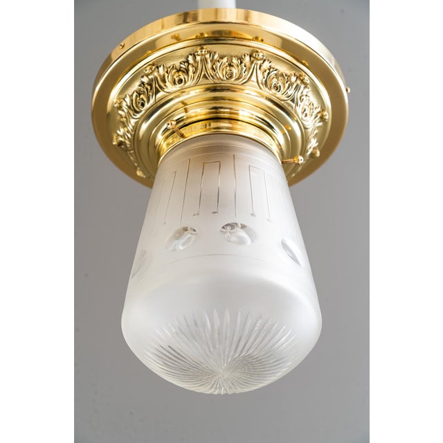 Historistic Brass Ceiling Lamp with Cut Glass Shade, Vienna, Austria, 1890s For Sale - Image 18 of 18