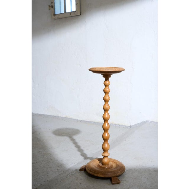 1950s Scandinavian Pedestal Stand in Oak with Turned Column, 1950s For Sale - Image 5 of 9