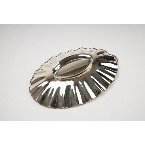 1940s Embossed Silver Centerpiece Tray with Relief Decoration For Sale - Image 5 of 7