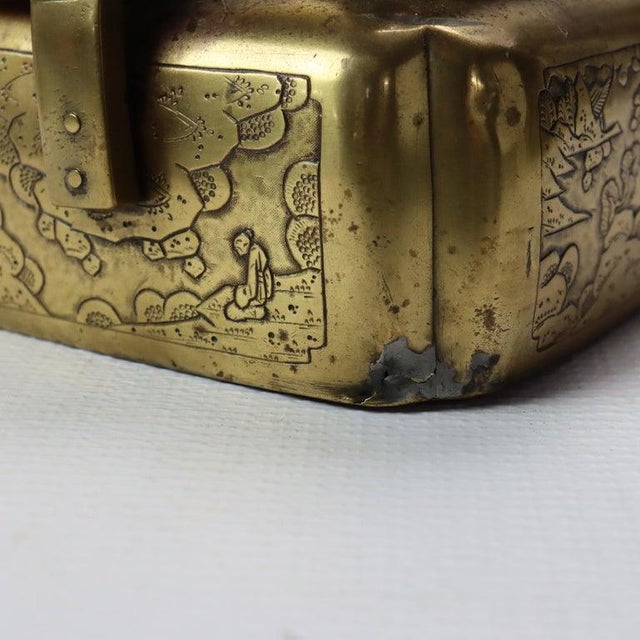 Antique Chinese Gilt Bronze Hand Warmer With Landscape Scenes 18thC For Sale - Image 6 of 11