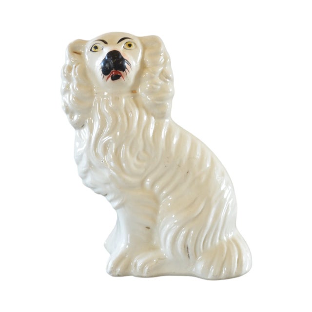 Barnabas the White Staffordshire Dog and His Portrait by Susannah Carson For Sale - Image 9 of 12