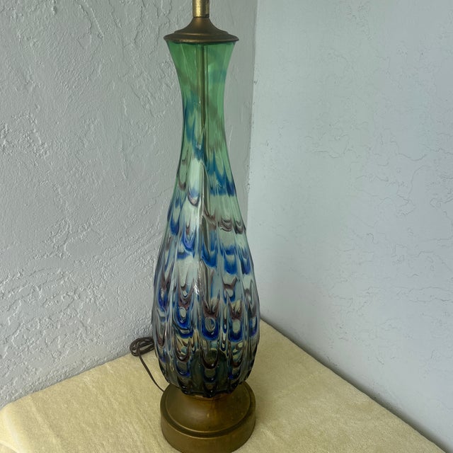 Tall 33” to light socket impressive Murano lamp the lamp is all original. Nice mid century example of the best Murano hand...