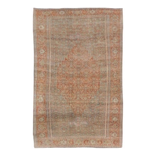 Antique Persian Bidjar Rug in Herati Design With Medallion in Soft Muted Colors For Sale