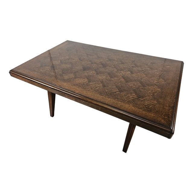 Art Deco Style Geometric Oak Table with Side Extensions, 1950 For Sale