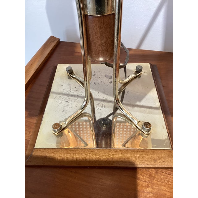 Brass and Wicker Table Lamp, 1970s For Sale - Image 9 of 14